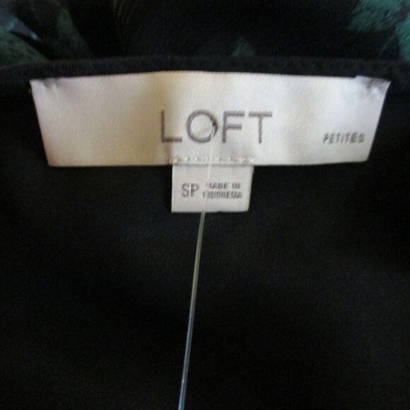 LOFT Dress Petite Black Floral Tie Waist Dark Romantic Size SP $89 - Picture 7 of 8